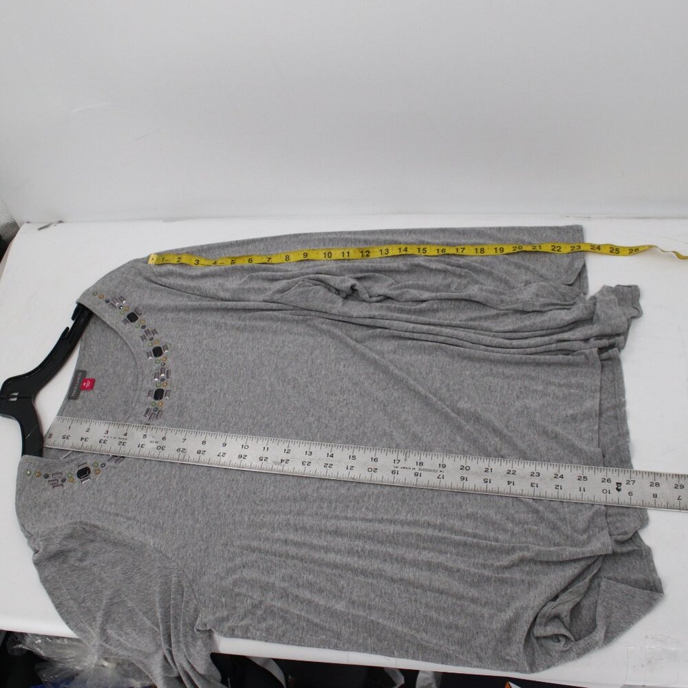 Vince camuto sweater Women's 2x embellished jewel long sleeve gray stretch rayon - Picture 10 of 11